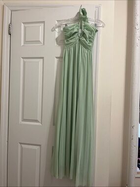 ASOS Petite Mint Green Halter Ruched Maxi Dress